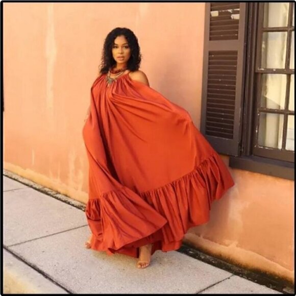 PINK  Light Weight Summer Spaghetti Strap Swing Beach Maxi Sundress dress - Picture 6 of 6